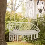 Macrame Hanging Swing Chair, Cotton Rope Seat with Cushion and Metal Frame - Image 2