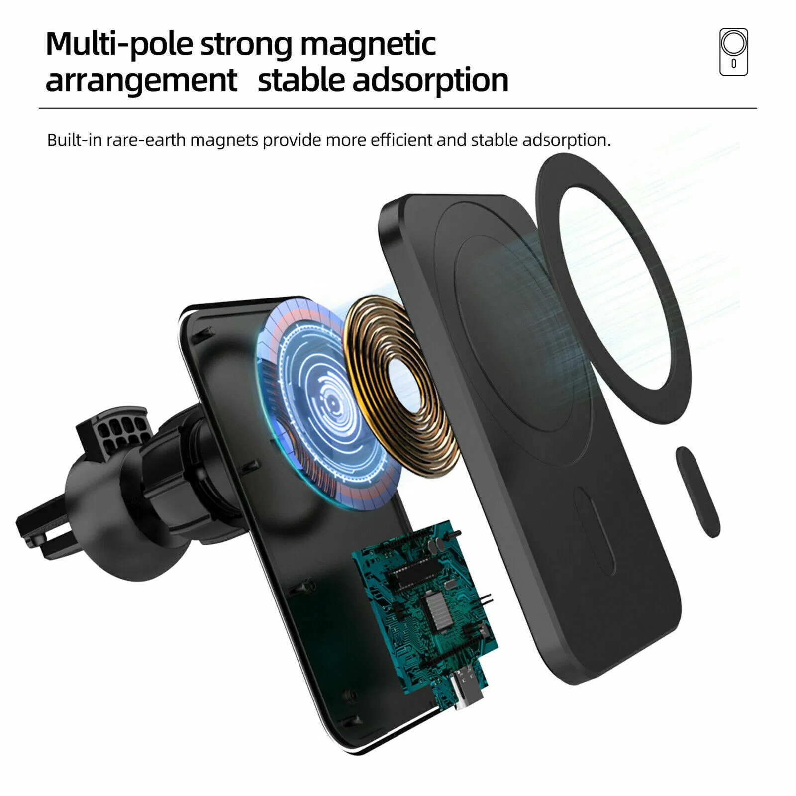 15W Magnetic Wireless Car Charger Air Vent Mount for iPhone 12 13 14 Series