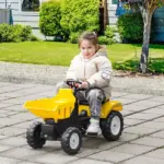 Aosom Manual Control Excavator Toy Car, Ride-On No Power Digger with Bucket, for Ages 3-6, Yellow - Image 2