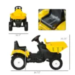 Aosom Manual Control Excavator Toy Car, Ride-On No Power Digger with Bucket, for Ages 3-6, Yellow - Image 3