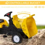Aosom Manual Control Excavator Toy Car, Ride-On No Power Digger with Bucket, for Ages 3-6, Yellow - Image 5