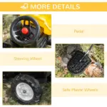 Aosom Manual Control Excavator Toy Car, Ride-On No Power Digger with Bucket, for Ages 3-6, Yellow - Image 6