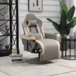 Manual Recliner Armchair with Leg Rest, 135 Degree Recline, Cup Holder and Pocket, Gray - Image 2