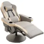 Manual Recliner Armchair with Leg Rest, 135 Degree Recline, Cup Holder and Pocket, Gray - Image 11