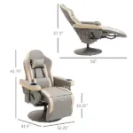 Manual Recliner Armchair with Leg Rest, 135 Degree Recline, Cup Holder and Pocket, Gray - Image 3