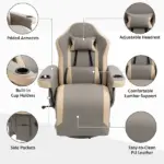 Manual Recliner Armchair with Leg Rest, 135 Degree Recline, Cup Holder and Pocket, Gray - Image 6