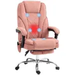 Massage Desk Chair with Footrest, 6-point Vibrating and Heating Functions, Adjustable Height and Back, Pink - Image 11
