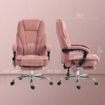 Massage Desk Chair with Footrest, 6-point Vibrating and Heating Functions, Adjustable Height and Back, Pink - Image 3