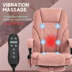 Massage Desk Chair with Footrest, 6-point Vibrating and Heating Functions, Adjustable Height and Back, Pink - Image 4