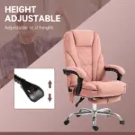 Massage Desk Chair with Footrest, 6-point Vibrating and Heating Functions, Adjustable Height and Back, Pink - Image 5