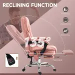 Massage Desk Chair with Footrest, 6-point Vibrating and Heating Functions, Adjustable Height and Back, Pink - Image 6