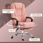 Massage Desk Chair with Footrest, 6-point Vibrating and Heating Functions, Adjustable Height and Back, Pink - Image 7