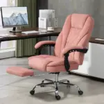 Massage Desk Chair with Footrest, 6-point Vibrating and Heating Functions, Adjustable Height and Back, Pink - Image 10