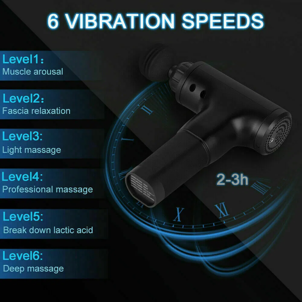 Percussion Massage Gun with 6 Speeds and 4 Massage Heads