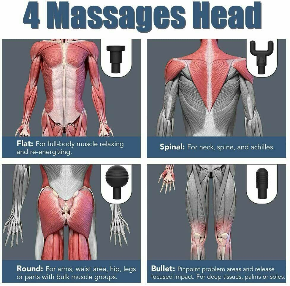 Percussion Massage Gun with 6 Speeds and 4 Massage Heads