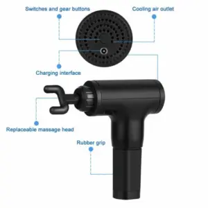 massage gun percussion massager deep tissue muscle vibrating relaxing 4 heads 7