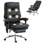 HOMCOM Massage Office Chair with 6-Point Vibration, Pet-Friendly Faux Leather Ergonomic Executive Desk Chair, Black