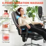 HOMCOM Massage Office Chair with 6-Point Vibration, Pet-Friendly Faux Leather Ergonomic Executive Desk Chair, Black - Image 3