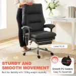 HOMCOM Massage Office Chair with 6-Point Vibration, Pet-Friendly Faux Leather Ergonomic Executive Desk Chair, Black - Image 7