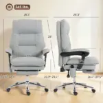 HOMCOM Massage Office Chair with 6-Point Vibration, Pet-Friendly Faux Leather Ergonomic Executive Desk Chair, Light Gray - Image 2