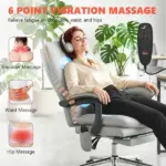 HOMCOM Massage Office Chair with 6-Point Vibration, Pet-Friendly Faux Leather Ergonomic Executive Desk Chair, Light Gray - Image 3