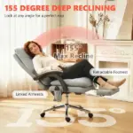 HOMCOM Massage Office Chair with 6-Point Vibration, Pet-Friendly Faux Leather Ergonomic Executive Desk Chair, Light Gray - Image 4