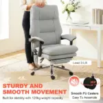 HOMCOM Massage Office Chair with 6-Point Vibration, Pet-Friendly Faux Leather Ergonomic Executive Desk Chair, Light Gray - Image 7