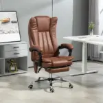 Massage Office Chair with 6 Points and Heat, Reclining Computer Chair with Adjustable Height and Footrest, Brown - Image 2