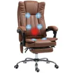 Massage Office Chair with 6 Points and Heat, Reclining Computer Chair with Adjustable Height and Footrest, Brown - Image 11