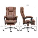 Massage Office Chair with 6 Points and Heat, Reclining Computer Chair with Adjustable Height and Footrest, Brown - Image 3