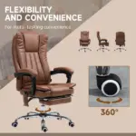 Massage Office Chair with 6 Points and Heat, Reclining Computer Chair with Adjustable Height and Footrest, Brown - Image 5