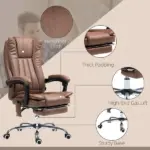 Massage Office Chair with 6 Points and Heat, Reclining Computer Chair with Adjustable Height and Footrest, Brown - Image 7