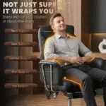 HOMCOM Massage Office Chair with 6 Points Vibration, Executive Desk Chair with High Back, PU Leather, Footrest, Black - Image 3