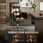 HOMCOM Massage Office Chair with 6 Points Vibration, Executive Desk Chair with High Back, PU Leather, Footrest, Black - Image 4