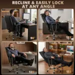 HOMCOM Massage Office Chair with 6 Points Vibration, Executive Desk Chair with High Back, PU Leather, Footrest, Black - Image 6
