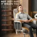HOMCOM Massage Office Chair with 6 Points Vibration, Executive Desk Chair with High Back, PU Leather, Footrest, Gray - Image 4