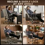 HOMCOM Massage Office Chair with 6 Points Vibration, Executive Desk Chair with High Back, PU Leather, Footrest, Gray - Image 6