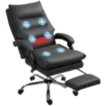 Massage Office Chair with Heat Function, Computer Desk Chair with Footrest Swivel Wheels, Black - Image 11