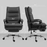Massage Office Chair with Heat Function, Computer Desk Chair with Footrest Swivel Wheels, Black - Image 3