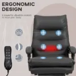 Massage Office Chair with Heat Function, Computer Desk Chair with Footrest Swivel Wheels, Black - Image 4