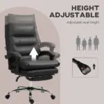 Massage Office Chair with Heat Function, Computer Desk Chair with Footrest Swivel Wheels, Black - Image 5