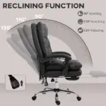 Massage Office Chair with Heat Function, Computer Desk Chair with Footrest Swivel Wheels, Black - Image 6