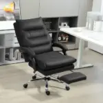 Massage Office Chair with Heat Function, Computer Desk Chair with Footrest Swivel Wheels, Black - Image 10