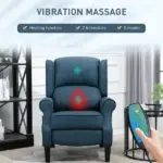 HOMCOM Massage Sofa Chair with Heat, Massage Recliner Chair with Remote Controller, Side Pocket, Blue - Image 4