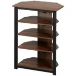 Media Stand with LED, 4-Tier Audio Rack, AV Media Corner Shelf, Cable Management, for DVD, Game Console, Brown - Image 11