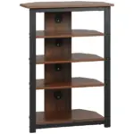 Media Stand with LED, 4-Tier Audio Rack, AV Media Corner Shelf, Cable Management, for DVD, Game Console, Brown