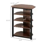 Media Stand with LED, 4-Tier Audio Rack, AV Media Corner Shelf, Cable Management, for DVD, Game Console, Brown - Image 3
