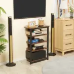 Media Stand with LED, 4-Tier Audio Rack, AV Media Corner Shelf, Cable Management, for DVD, Game Console, Brown - Image 7