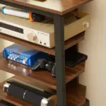 Media Stand with LED, 4-Tier Audio Rack, AV Media Corner Shelf, Cable Management, for DVD, Game Console, Brown - Image 8