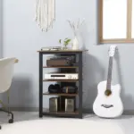 Media Stand with LED, 4-Tier Audio Rack, AV Media Corner Shelf, Cable Management, for DVD, Game Console, Brown - Image 10